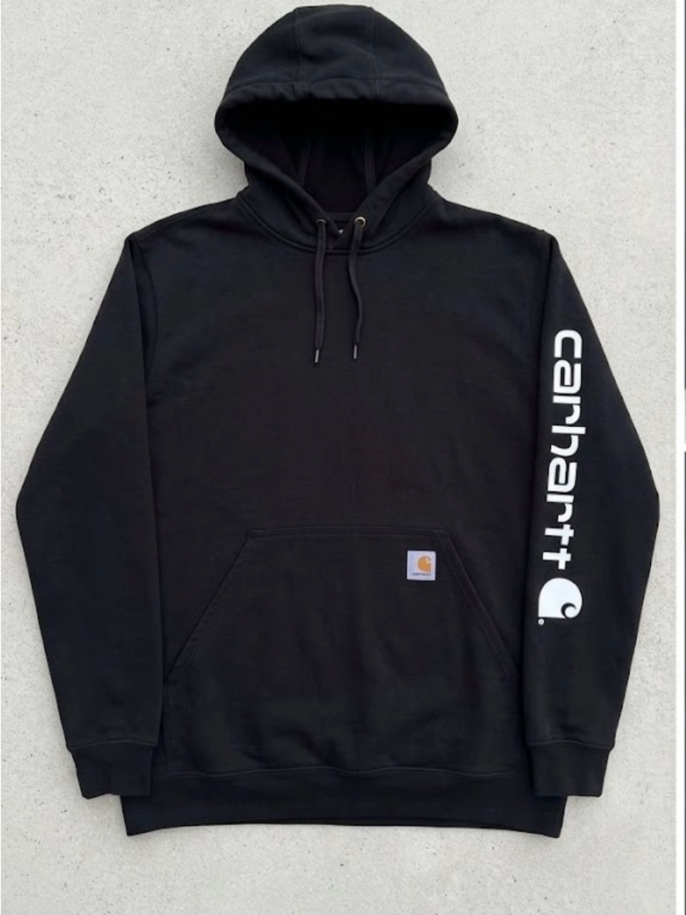 Carhartt Men’s Black loose Fit Logo Sleeve hoodie sizes medium